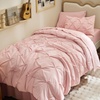 image:imageBedsure Oversized King Comforter Set Grey  Bed in a Bag Bedding Set 7 Pieces GentleSoft Pintuck Bed Set Gift for Family Pinch Pleat Grey Comforter with Sheets Pillowcases amp Shams06  Pink