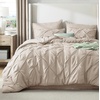 image:imageBedsure Oversized King Comforter Set Grey  Bed in a Bag Bedding Set 7 Pieces GentleSoft Pintuck Bed Set Gift for Family Pinch Pleat Grey Comforter with Sheets Pillowcases amp Shams09  Beige