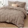 image:imageBedsure Oversized King Comforter Set Grey  Bed in a Bag Bedding Set 7 Pieces GentleSoft Pintuck Bed Set Gift for Family Pinch Pleat Grey Comforter with Sheets Pillowcases amp Shams20  Khaki