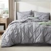 image:imageBedsure Oversized King Comforter Set Grey  Bed in a Bag Bedding Set 7 Pieces GentleSoft Pintuck Bed Set Gift for Family Pinch Pleat Grey Comforter with Sheets Pillowcases amp Shams01  Grey