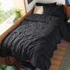 image:imageBedsure Oversized King Comforter Set Grey  Bed in a Bag Bedding Set 7 Pieces GentleSoft Pintuck Bed Set Gift for Family Pinch Pleat Grey Comforter with Sheets Pillowcases amp Shams11  Black