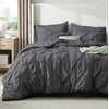 image:imageBedsure Oversized King Comforter Set Grey  Bed in a Bag Bedding Set 7 Pieces GentleSoft Pintuck Bed Set Gift for Family Pinch Pleat Grey Comforter with Sheets Pillowcases amp Shams04  Dark Grey