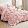 image:imageBedsure Oversized King Comforter Set Grey  Bed in a Bag Bedding Set 7 Pieces GentleSoft Pintuck Bed Set Gift for Family Pinch Pleat Grey Comforter with Sheets Pillowcases amp Shams06  Pink