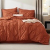 image:imageBedsure Oversized King Comforter Set Grey  Bed in a Bag Bedding Set 7 Pieces GentleSoft Pintuck Bed Set Gift for Family Pinch Pleat Grey Comforter with Sheets Pillowcases amp Shams16  Burnt Orange