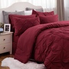image:imageBedsure Oversized King Comforter Set Grey  Bed in a Bag Bedding Set 7 Pieces GentleSoft Pintuck Bed Set Gift for Family Pinch Pleat Grey Comforter with Sheets Pillowcases amp Shams24  Dark Red
