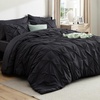 image:imageBedsure Oversized King Comforter Set Grey  Bed in a Bag Bedding Set 7 Pieces GentleSoft Pintuck Bed Set Gift for Family Pinch Pleat Grey Comforter with Sheets Pillowcases amp Shams11  Black