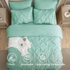 image:imageBedsure Oversized King Comforter Set Grey  Bed in a Bag Bedding Set 7 Pieces GentleSoft Pintuck Bed Set Gift for Family Pinch Pleat Grey Comforter with Sheets Pillowcases amp Shams28  Mint Green