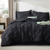 image:imageBedsure Oversized King Comforter Set Grey  Bed in a Bag Bedding Set 7 Pieces GentleSoft Pintuck Bed Set Gift for Family Pinch Pleat Grey Comforter with Sheets Pillowcases amp Shams11  Black