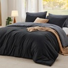 image:imageBedsure King Comforter Set Dark Green Soft Prewashed Bedding for All Seasons 3 Pieces GentleSoft Bed Set 1 Lightweight Comforter 104x90 and 2 Pillowcases 20x3637  BlackGrey