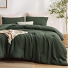 image:imageBedsure Oliver Green Queen Bedding Comforter Set Waffle Breathable Bedding Set All Season Comforter with 3 Pieces 1 Waffle Weave Comforter 90x90 and 2 Pillowcases 20x26Oliver Green