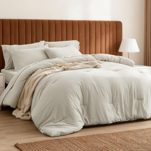 image:imageBedsure Beige Bed Set Queen Size Soft Bed in a Bag 7 Pieces Alternative Comforter Set for All Seasons Breathable Marshmallow Prewashed Bedding Set with Comforters Sheets Pillowcases amp ShamsBeige