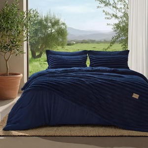 image:imageBedsure Gentlesoft 2in1 Oversized King Comforter Set and Detachable Fluffy Blanket Beige Bedding Set for All Season Use Detachable Design for Space Saving Includes 2 Pillow Shams 2 Pillowcases05  Navy Blue