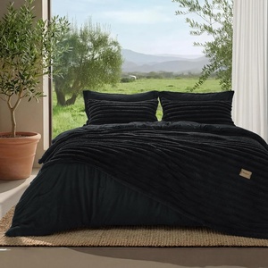 image:imageBedsure Gentlesoft 2in1 Oversized King Comforter Set and Detachable Fluffy Blanket Beige Bedding Set for All Season Use Detachable Design for Space Saving Includes 2 Pillow Shams 2 Pillowcases04  Black