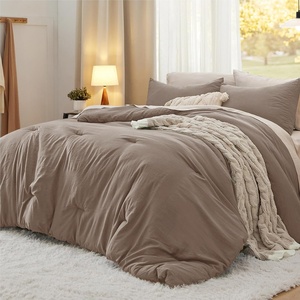 image:imageBedsure King Comforter Set Dark Green Soft Prewashed Bedding for All Seasons 3 Pieces GentleSoft Bed Set 1 Lightweight Comforter 104x90 and 2 Pillowcases 20x3621  Brown