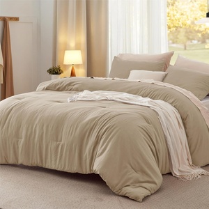 image:imageBedsure King Comforter Set Dark Green Soft Prewashed Bedding for All Seasons 3 Pieces GentleSoft Bed Set 1 Lightweight Comforter 104x90 and 2 Pillowcases 20x3620  Khaki