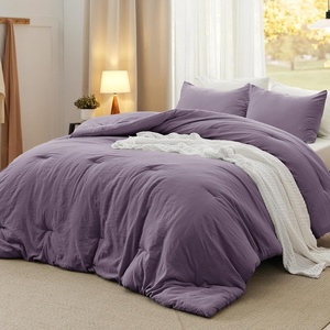 image:imageBedsure King Comforter Set Dark Green Soft Prewashed Bedding for All Seasons 3 Pieces GentleSoft Bed Set 1 Lightweight Comforter 104x90 and 2 Pillowcases 20x3610  Grayish Purple