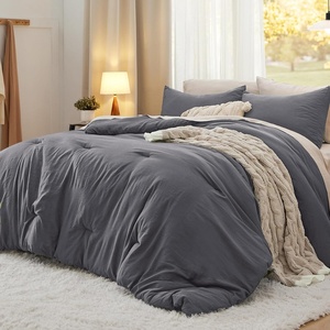 image:imageBedsure King Comforter Set Dark Green Soft Prewashed Bedding for All Seasons 3 Pieces GentleSoft Bed Set 1 Lightweight Comforter 104x90 and 2 Pillowcases 20x3604  Dark Grey