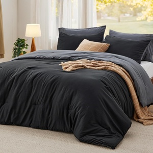 image:imageBedsure King Comforter Set Dark Green Soft Prewashed Bedding for All Seasons 3 Pieces GentleSoft Bed Set 1 Lightweight Comforter 104x90 and 2 Pillowcases 20x3637  BlackGrey