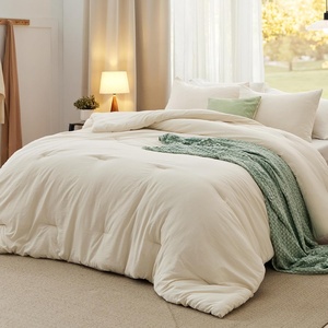 image:imageBedsure King Comforter Set Dark Green Soft Prewashed Bedding for All Seasons 3 Pieces GentleSoft Bed Set 1 Lightweight Comforter 104x90 and 2 Pillowcases 20x3608  Cream