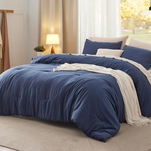 image:imageBedsure King Comforter Set Dark Green Soft Prewashed Bedding for All Seasons 3 Pieces GentleSoft Bed Set 1 Lightweight Comforter 104x90 and 2 Pillowcases 20x3609  Navy