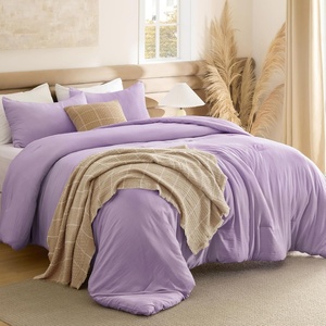 image:imageBedsure King Comforter Set Dark Green Soft Prewashed Bedding for All Seasons 3 Pieces GentleSoft Bed Set 1 Lightweight Comforter 104x90 and 2 Pillowcases 20x3617  Lavendar