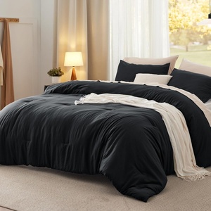 image:imageBedsure King Comforter Set Dark Green Soft Prewashed Bedding for All Seasons 3 Pieces GentleSoft Bed Set 1 Lightweight Comforter 104x90 and 2 Pillowcases 20x3606  Black