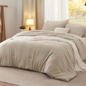 image:imageBedsure King Comforter Set Dark Green Soft Prewashed Bedding for All Seasons 3 Pieces GentleSoft Bed Set 1 Lightweight Comforter 104x90 and 2 Pillowcases 20x3623  Sand
