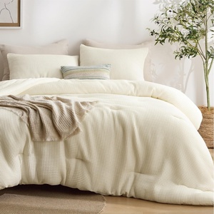 image:imageBedsure Oliver Green Queen Bedding Comforter Set Waffle Breathable Bedding Set All Season Comforter with 3 Pieces 1 Waffle Weave Comforter 90x90 and 2 Pillowcases 20x26Cream