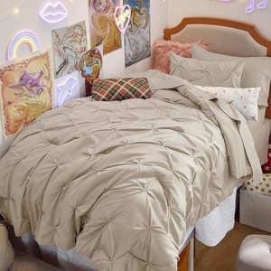 image:imageBedsure Oversized King Comforter Set Grey  Bed in a Bag Bedding Set 7 Pieces GentleSoft Pintuck Bed Set Gift for Family Pinch Pleat Grey Comforter with Sheets Pillowcases amp Shams09  Beige