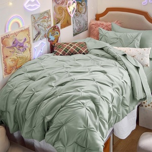image:imageBedsure Oversized King Comforter Set Grey  Bed in a Bag Bedding Set 7 Pieces GentleSoft Pintuck Bed Set Gift for Family Pinch Pleat Grey Comforter with Sheets Pillowcases amp Shams05  Sage Green