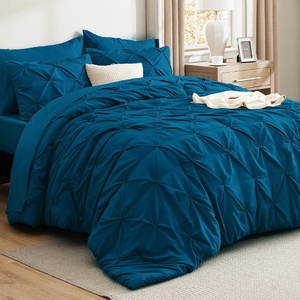 image:imageBedsure Oversized King Comforter Set Grey  Bed in a Bag Bedding Set 7 Pieces GentleSoft Pintuck Bed Set Gift for Family Pinch Pleat Grey Comforter with Sheets Pillowcases amp Shams14  Teal