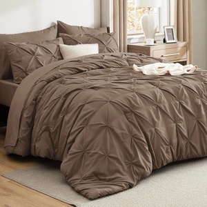 image:imageBedsure Oversized King Comforter Set Grey  Bed in a Bag Bedding Set 7 Pieces GentleSoft Pintuck Bed Set Gift for Family Pinch Pleat Grey Comforter with Sheets Pillowcases amp Shams21  Brown