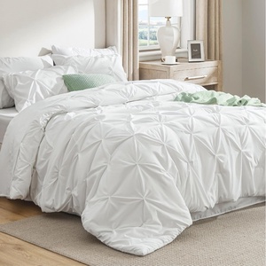 image:imageBedsure Oversized King Comforter Set Grey  Bed in a Bag Bedding Set 7 Pieces GentleSoft Pintuck Bed Set Gift for Family Pinch Pleat Grey Comforter with Sheets Pillowcases amp Shams03  White