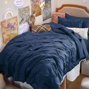 image:imageBedsure Oversized King Comforter Set Grey  Bed in a Bag Bedding Set 7 Pieces GentleSoft Pintuck Bed Set Gift for Family Pinch Pleat Grey Comforter with Sheets Pillowcases amp Shams12  Navy