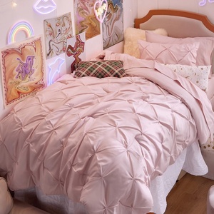 image:imageBedsure Oversized King Comforter Set Grey  Bed in a Bag Bedding Set 7 Pieces GentleSoft Pintuck Bed Set Gift for Family Pinch Pleat Grey Comforter with Sheets Pillowcases amp Shams06  Pink