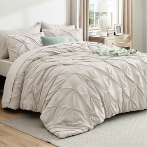 image:imageBedsure Oversized King Comforter Set Grey  Bed in a Bag Bedding Set 7 Pieces GentleSoft Pintuck Bed Set Gift for Family Pinch Pleat Grey Comforter with Sheets Pillowcases amp Shams17  Linen