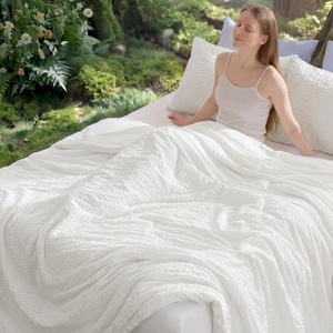 image:imageBedsure SleepEase Cooling Comforter King Size for Summer 3 Pieces Blue Seersucker Cooling Comforters for Hot Sleepers DoubleSided Cool Tech Bedding Set with 1 Breathable Comforter 2 Pillowcases01  Cloud White