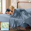 image:imageBedsure 100 Organically Grown Bamboo Viscose California King Sheet Sets  Cooling Bedsheet for Hot Sleepers  Luxury Silky Soft PureWoven  18 Deep Pocket with Corner Straps  OekoTex Light Brown04  Mineral Blue