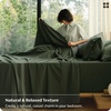 image:imageBedsure 100 Washed Cotton Percale Sheets King Size  Linen Like Textured 6Piece Bedsheet Set with 18 Deep Pocket Breathable amp PureWoven Soft Comfy Linen Beige King04  Olive Green