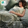 image:imageBedsure 100 Washed Cotton Percale Sheets King Size  Linen Like Textured 6Piece Bedsheet Set with 18 Deep Pocket Breathable amp PureWoven Soft Comfy Linen Beige King05  Gingham Olive Green