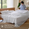 image:imageBedsure 100 Washed Cotton Percale Sheets King Size  Linen Like Textured 6Piece Bedsheet Set with 18 Deep Pocket Breathable amp PureWoven Soft Comfy Linen Beige King02  Pure White
