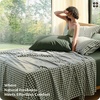 image:imageBedsure 100 Washed Cotton Percale Sheets King Size  Linen Like Textured 6Piece Bedsheet Set with 18 Deep Pocket Breathable amp PureWoven Soft Comfy Linen Beige King05  Gingham Olive Green
