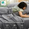 image:imageBedsure 100 Washed Cotton Percale Sheets King Size  Linen Like Textured 6Piece Bedsheet Set with 18 Deep Pocket Breathable amp PureWoven Soft Comfy Linen Beige King03  Grey
