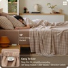 image:imageBedsure 100 Washed Cotton Percale Sheets King Size  Linen Like Textured 6Piece Bedsheet Set with 18 Deep Pocket Breathable amp PureWoven Soft Comfy Linen Beige King06  Gingham Brown