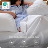 image:imageBedsure 100 Washed Cotton Percale Sheets King Size  Linen Like Textured 6Piece Bedsheet Set with 18 Deep Pocket Breathable amp PureWoven Soft Comfy Linen Beige King02  Pure White