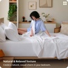 image:imageBedsure 100 Washed Cotton Percale Sheets King Size  Linen Like Textured 6Piece Bedsheet Set with 18 Deep Pocket Breathable amp PureWoven Soft Comfy Linen Beige King02  Pure White