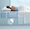 image:imageBedsure Cooling Fitted Sheet Queen Size for Hot Sleeper Queen Fitted Sheet Only with 360 Elastic Corner Straps QMax 04 Temperature Regulation Bedding for Night Sweats Up to 16 Deep Grey04  Blue