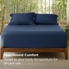 image:imageBedsure Queen Fitted Sheet Only 100 Rayon Derived from Bamboo Breathable amp Soft PureWoven Cooling Bottom Sheet for Hot Sleepers Deep Pocket Up to 18 with 4 Elastic Corner Straps GreyNavy