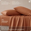 image:imageBedsure Queen Sheet Set Rayon Derived from Bamboo Cooling Sheets PureWoven Breathable amp Soft Deep Pocket Up to 16 Inches Hotel Luxury Silky Bedding for Hot Sleepers Coffee19  Burnt Orange