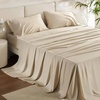 image:imageBedsure Queen Sheet Set Rayon Derived from Bamboo Cooling Sheets PureWoven Breathable amp Soft Deep Pocket Up to 16 Inches Hotel Luxury Silky Bedding for Hot Sleepers Coffee03  Beige